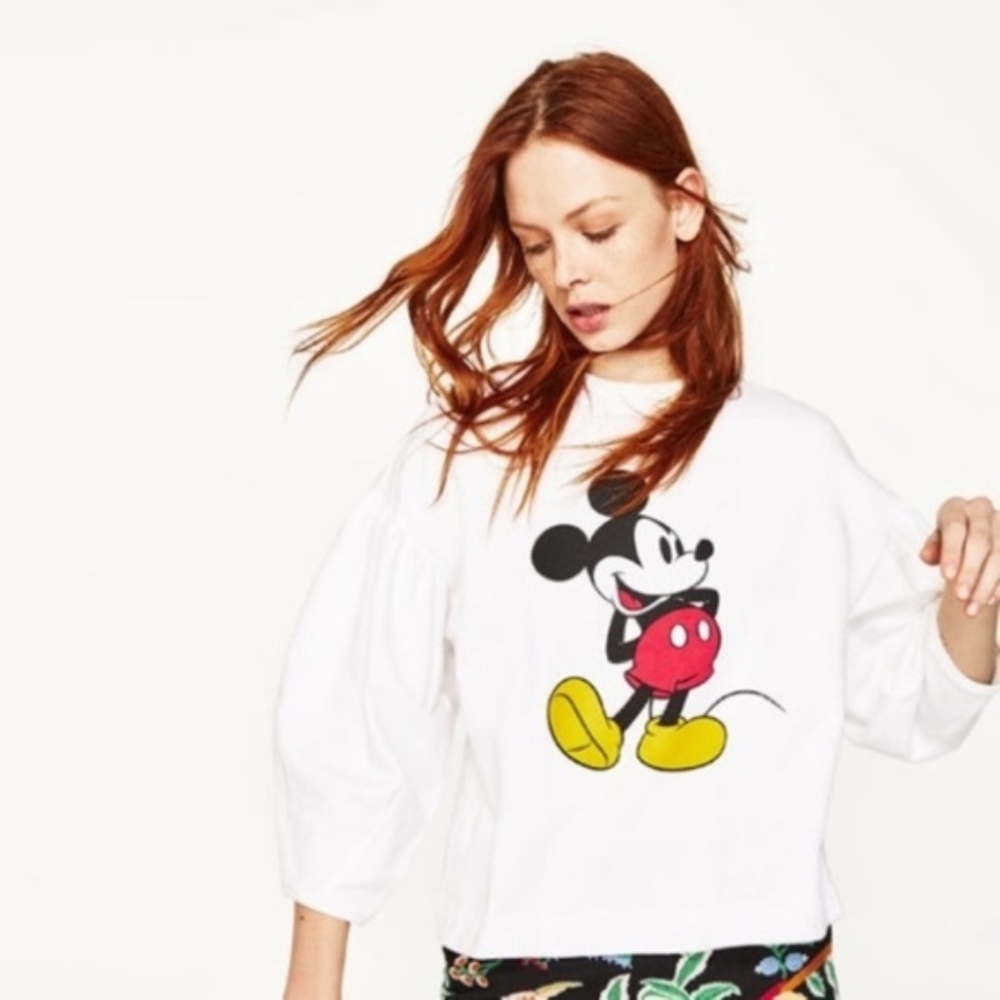 Zara X Disney Mickey Puff Sleeve Top